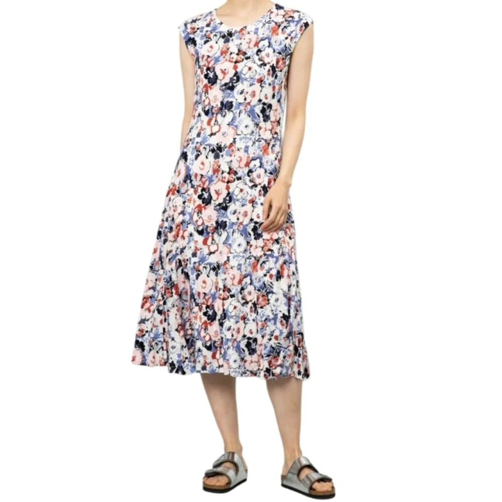 NWOT Ralph Lauren Black Label Multicolor Floral Midi Dress In Linen&Viscose Sz L - Picture 2 of 11